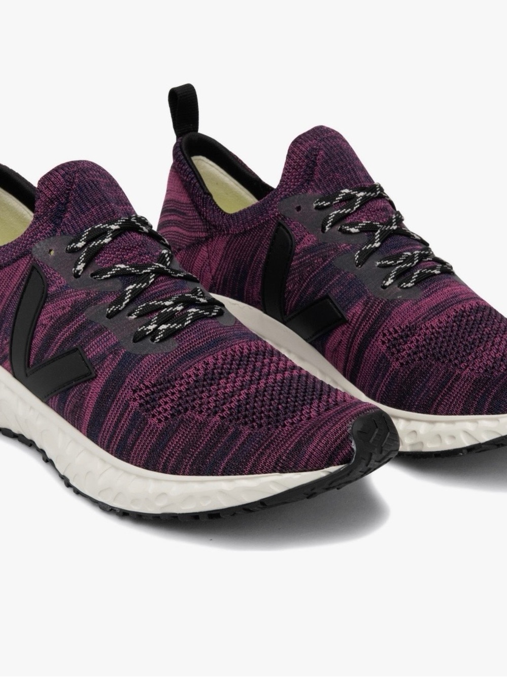 Veja Women's Knit Running Sneakers in Plum and Black